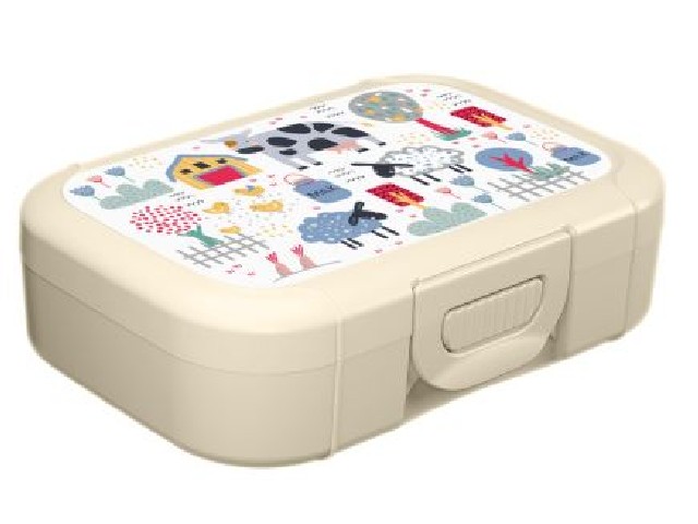 Ланч-бокс 0,85л с декором (светло-бежевый)